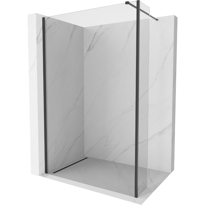 Mexen Kioto Duschwand Walk-in 130 x 30 cm, transparent, schwarz - 800-130-212-70-00-030