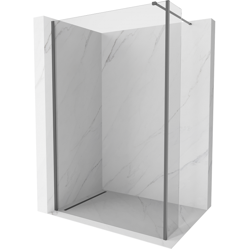 Mexen Kioto Duschwand Walk-in 100 x 30 cm, transparent, gun metal - 800-100-212-95-00-030