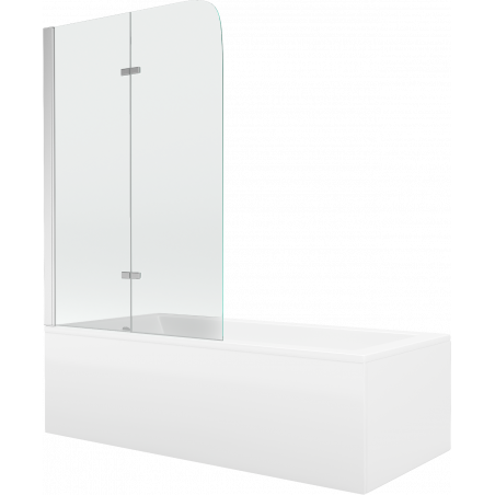 Mexen Cubik Rechteckbadewanne 160 x 70 cm mit Verkleidung und 2-flügeliger Blende 100 cm, Transparent, Chrom - 550316070X9010020