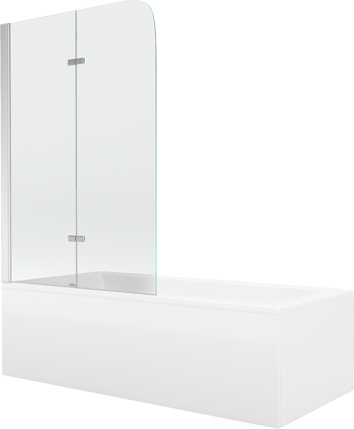 Mexen Cubik Rechteckbadewanne 160 x 70 cm mit Verkleidung und 2-flügeliger Blende 100 cm, Transparent, Chrom - 550316070X9010020