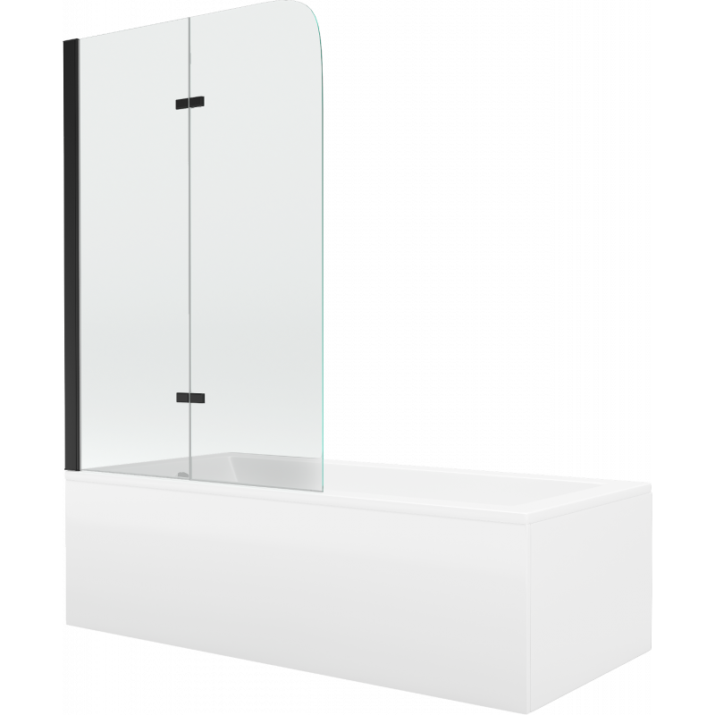 Mexen Cubik Rechteckbadewanne 170 x 70 cm mit Verkleidung und 2-flügeliger Blende 80 cm, Transparent, Schwarz - 550317070X900802