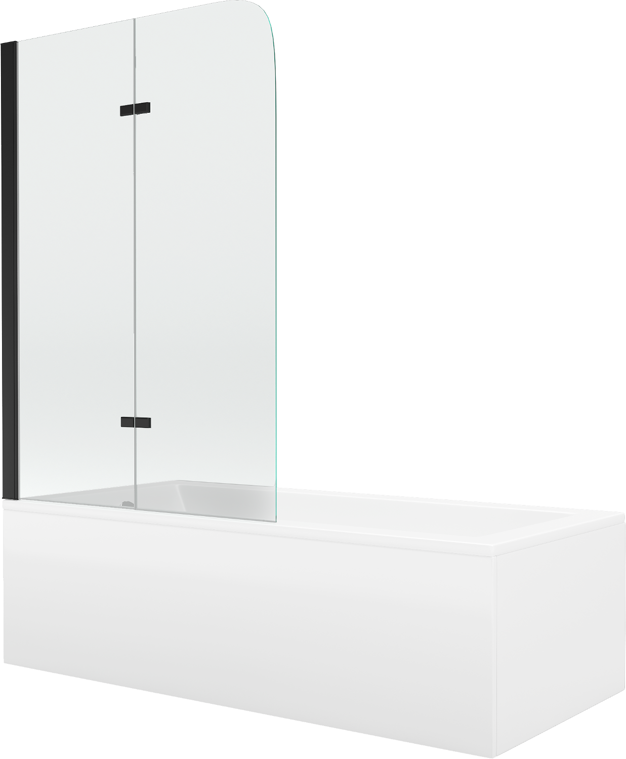 Mexen Cubik Rechteckbadewanne 170 x 70 cm mit Verkleidung und 2-flügeliger Blende 80 cm, Transparent, Schwarz - 550317070X900802