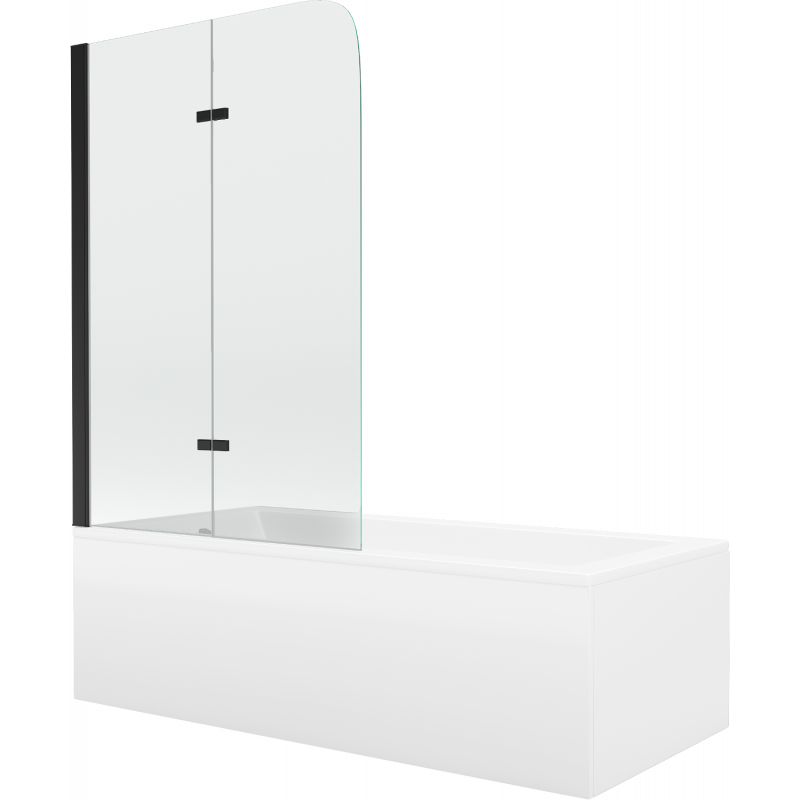 Mexen Cubik Rechteckbadewanne 170 x 70 cm mit Verkleidung und 2-flügeliger Blende 100 cm, Transparent, Schwarz - 550317070X90100