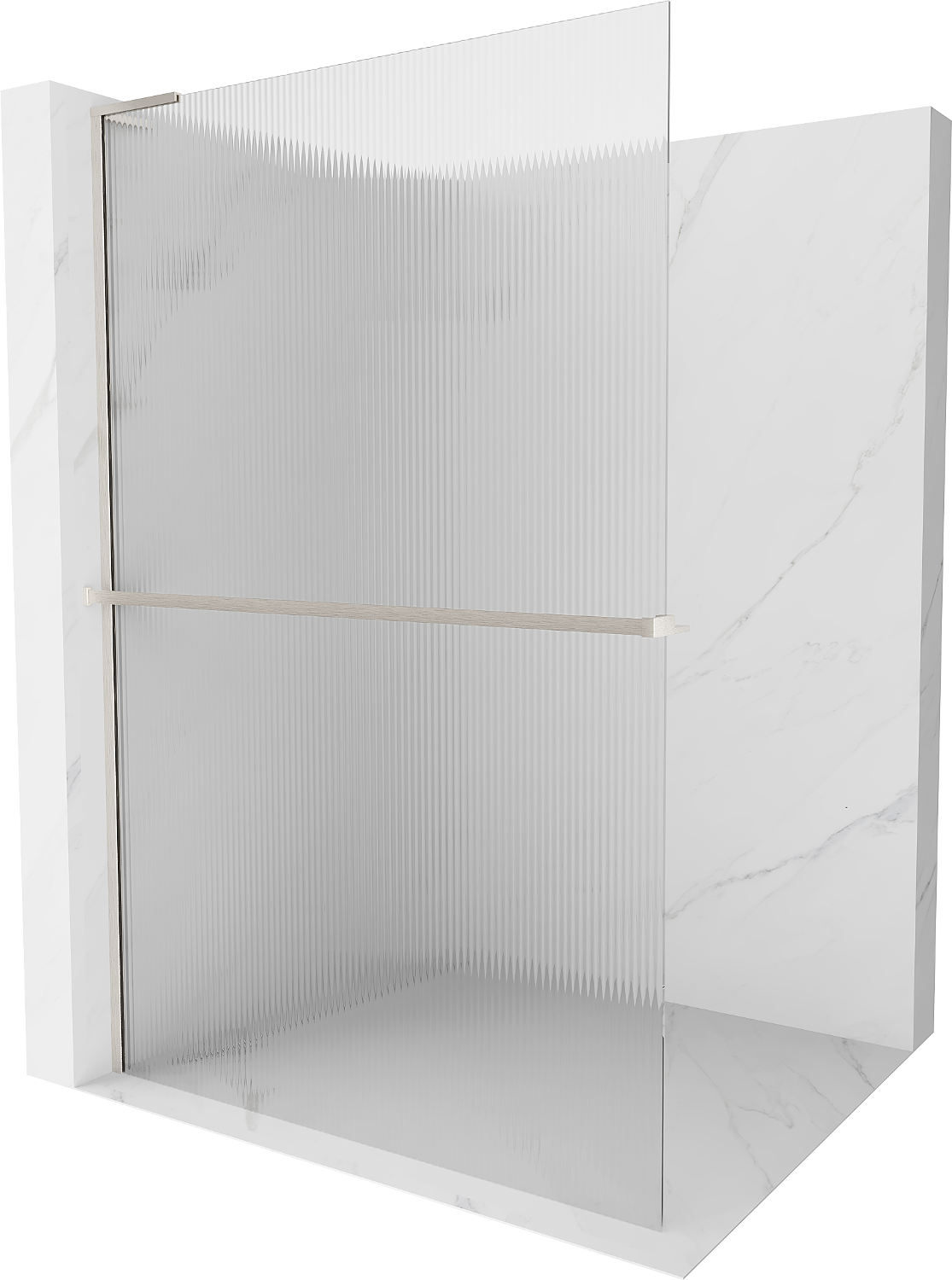 Mexen Kioto+ L Duschwand mit Regal Walk-in 80 x 200 cm, klar, gebürstetes Nickel - 800-080-123-97-09