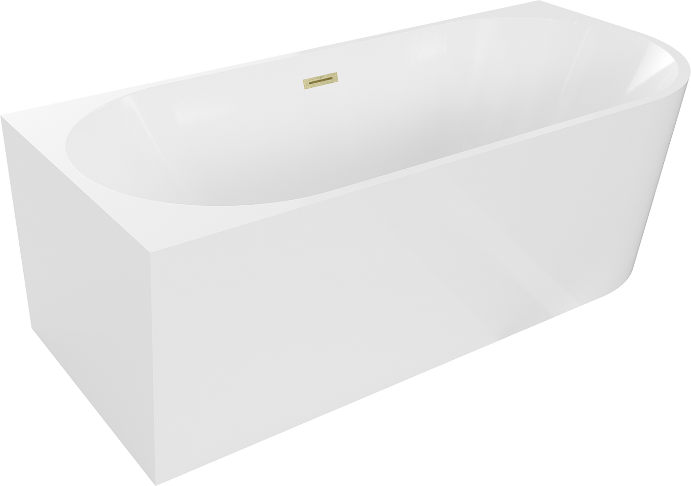 Mexen Mia freistehende linksseitige Badewanne 150 x 75 cm, weiß, Überlauf in gebürstetem Gold - 52691507500L-55