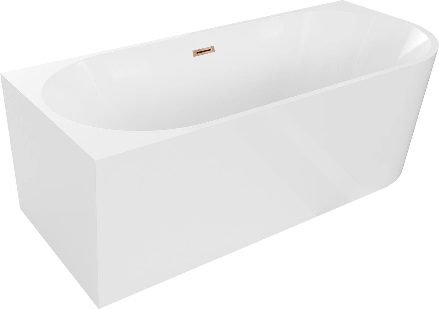 Mexen Mia freistehende linke Eckbadewanne 150 x 75 cm, weiß, mit roségoldem Überlauf - 52691507500L-60