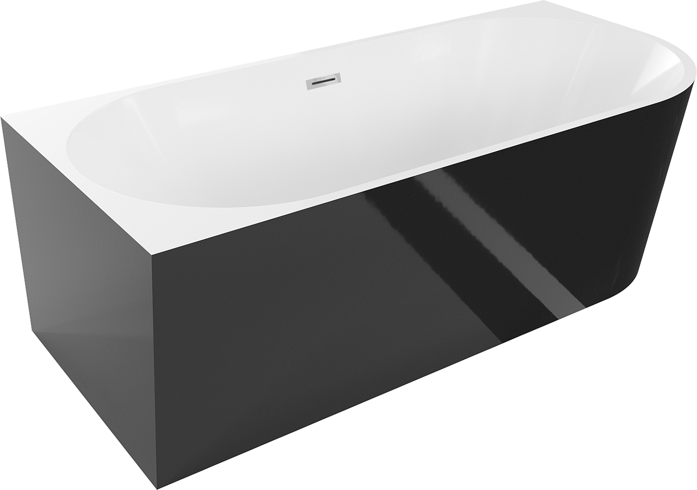 Mexen Mia freistehende linksseitige Badewanne 150 x 75 cm, weiß/schwarz, Überlauf chrom - 52691507575L-01