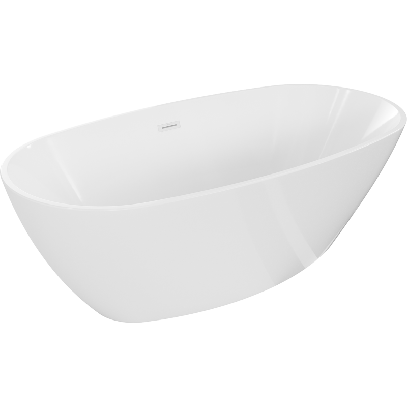 Mexen Eris freistehende Badewanne 155 x 80 cm, weiß, Überlauf weiß - 53441558000-20