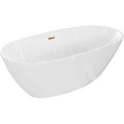 Mexen Eris freistehende Badewanne 155 x 80 cm, weiß, mit Überlaufgold - 53441558000-50