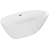 Mexen Eris freistehende Badewanne 155 x 80 cm, weiß, Überlauf gun gray gebürstet - 53441558000-66