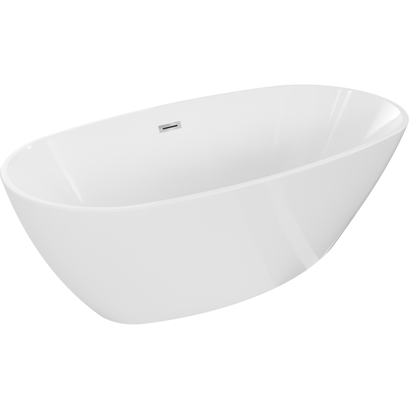 Mexen Eris freistehende Badewanne 170 x 80 cm, weiß, mit Überlauf chrom - 53441708000-01