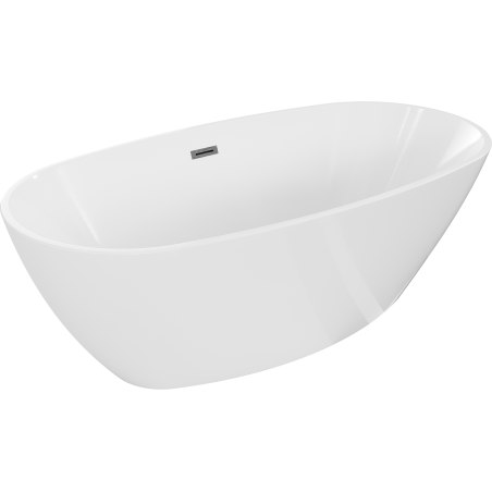 Mexen Eris freistehende Badewanne 170 x 80 cm, weiß, überlauf gun gray gebürstet - 53441708000-66