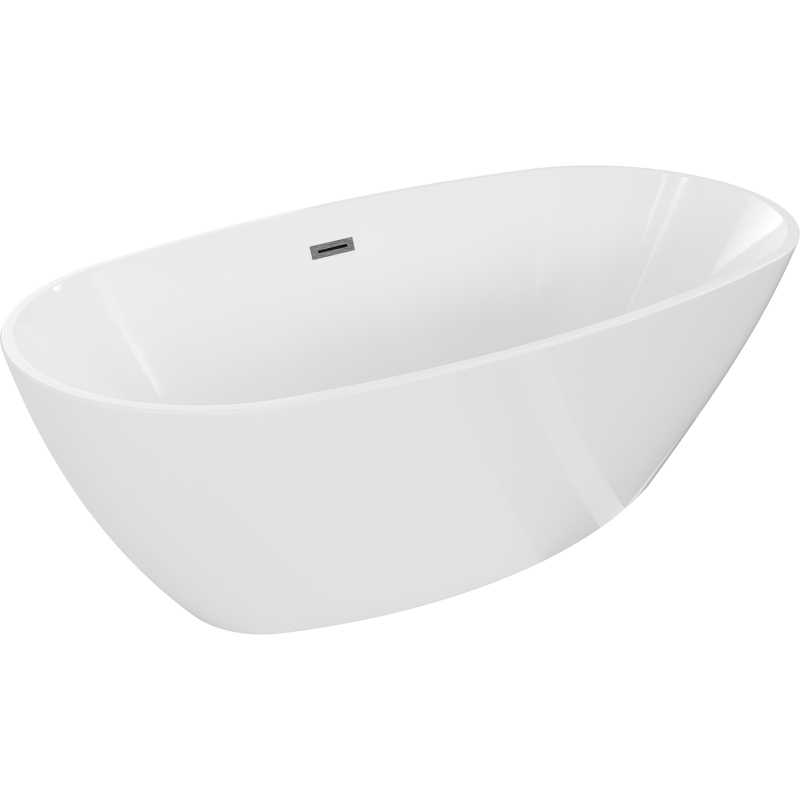 Mexen Eris freistehende Badewanne 180 x 80 cm, weiß, gebürstetes Gun Gray Ablauf - 53441808000-66