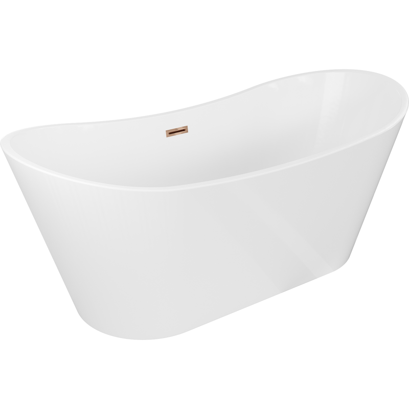 Mexen Montana freistehende Badewanne 150 x 75 cm, weiß, rosa gold Ablauf