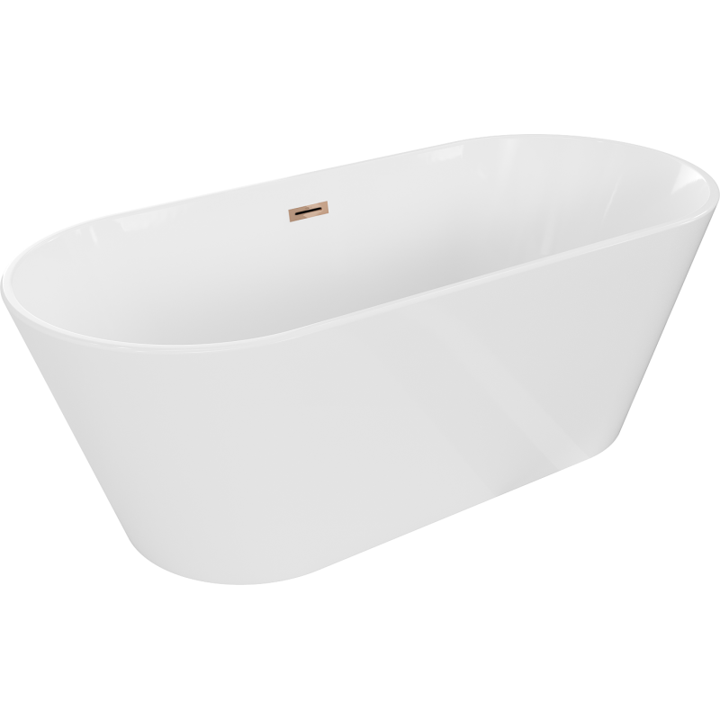 Mexen Flavia freistehende Badewanne 160 x 75 cm, Weiß, Roségold Überlauf - 54031608000-60