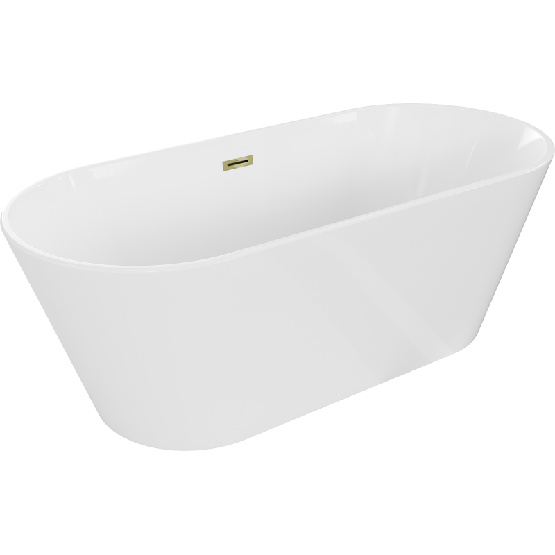 Mexen Flavia freistehende Badewanne 170 x 75 cm, weiß, ablauf golden - 54031708000-50