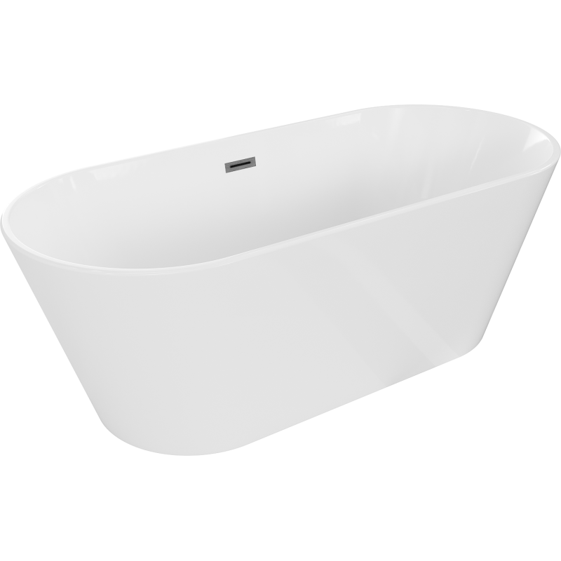 Mexen Flavia freistehende Badewanne 170 x 75 cm, weiß, Abfluss gun gray gebürstet - 54031708000-66