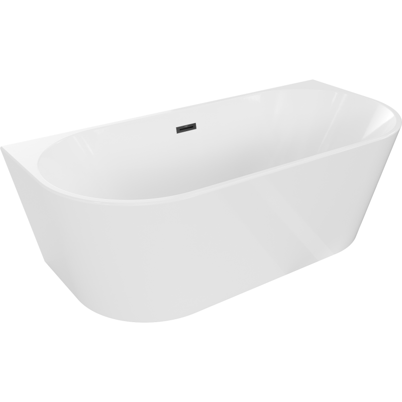 Mexen Oval Badewanne freistehend Wandmontage 180 x 80 cm, weiß, Ablauf schwarz - 52671808000-70