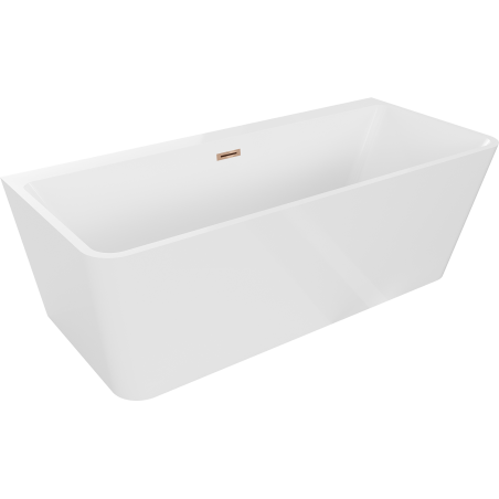 Mexen Volta freistehende Badewanne an der Wand 150 x 75 cm, weiß, Überlauf roségold - 51131507500-60