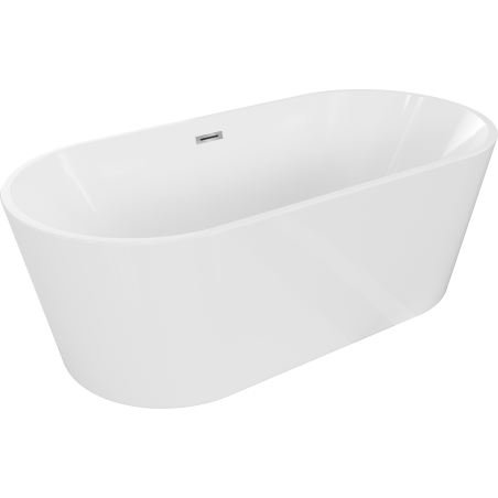 Mexen Luna freistehende Badewanne 150 x 75 cm, weiß, Chromüberlauf - 52031507500-01