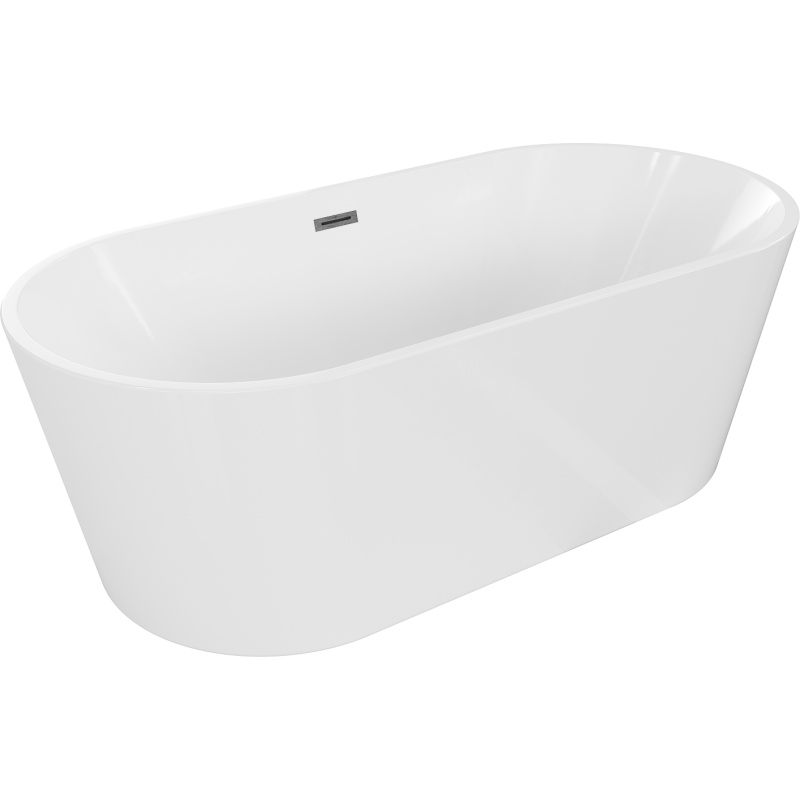 Mexen Luna freistehende Badewanne 150 x 75 cm, weiß, Überlauf gun gray gebürstet - 52031507500-66