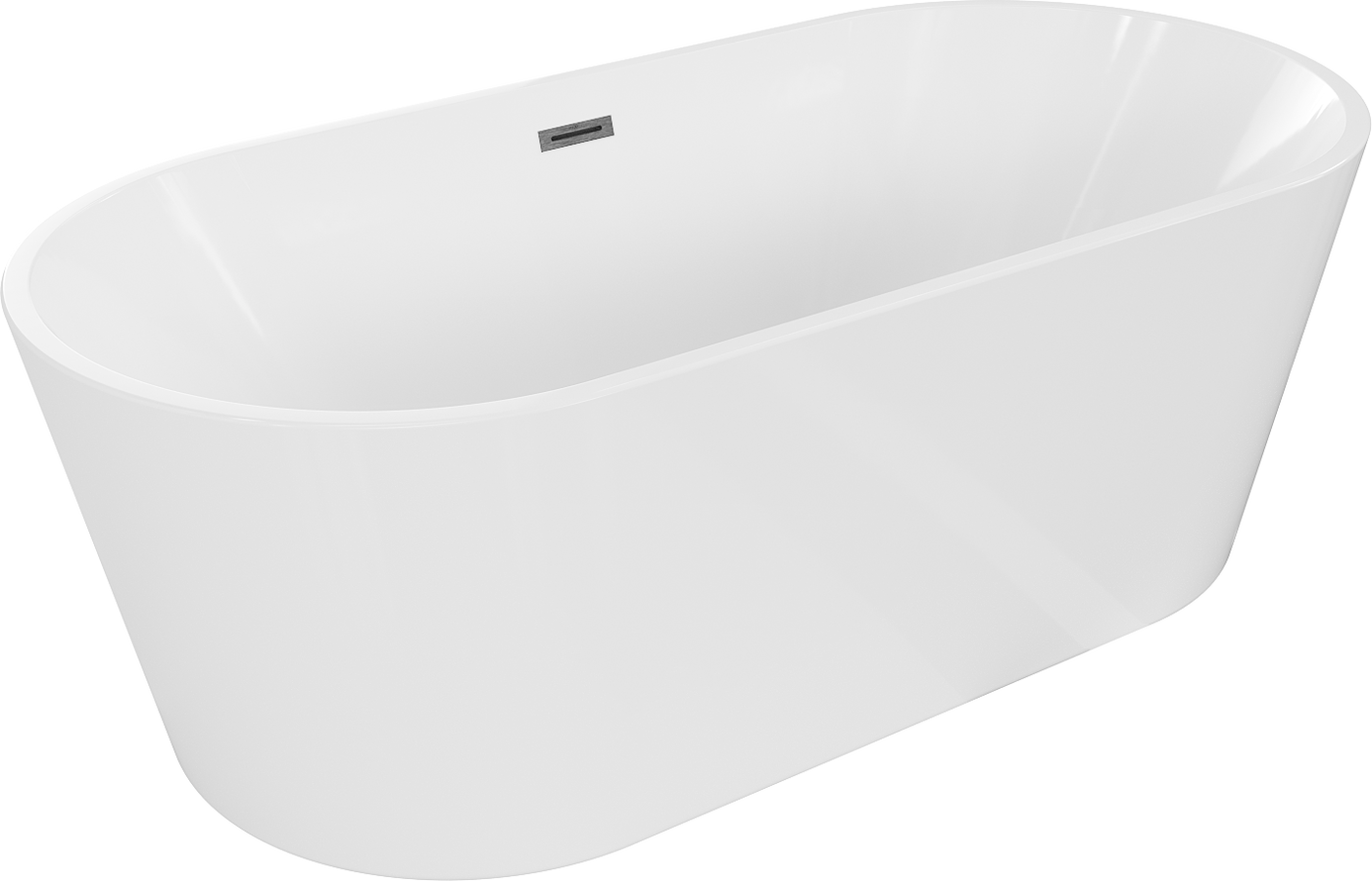 Mexen Luna freistehende Badewanne 150 x 75 cm, weiß, Überlauf gun gray gebürstet - 52031507500-66