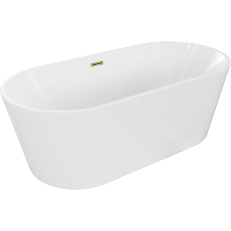 Mexen Luna freistehende Badewanne 170 x 80 cm, weiß, Überlaufgold - 52031708000-50