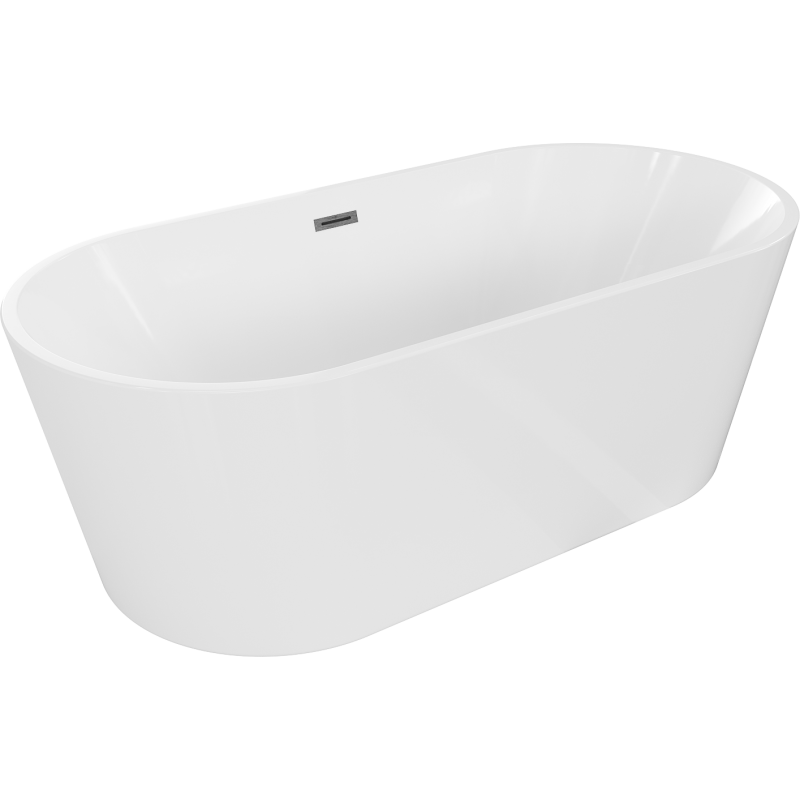 Mexen Luna freistehende Badewanne 170 x 80 cm, weiß, Ablauf gun grau gebürstet - 52031708000-66