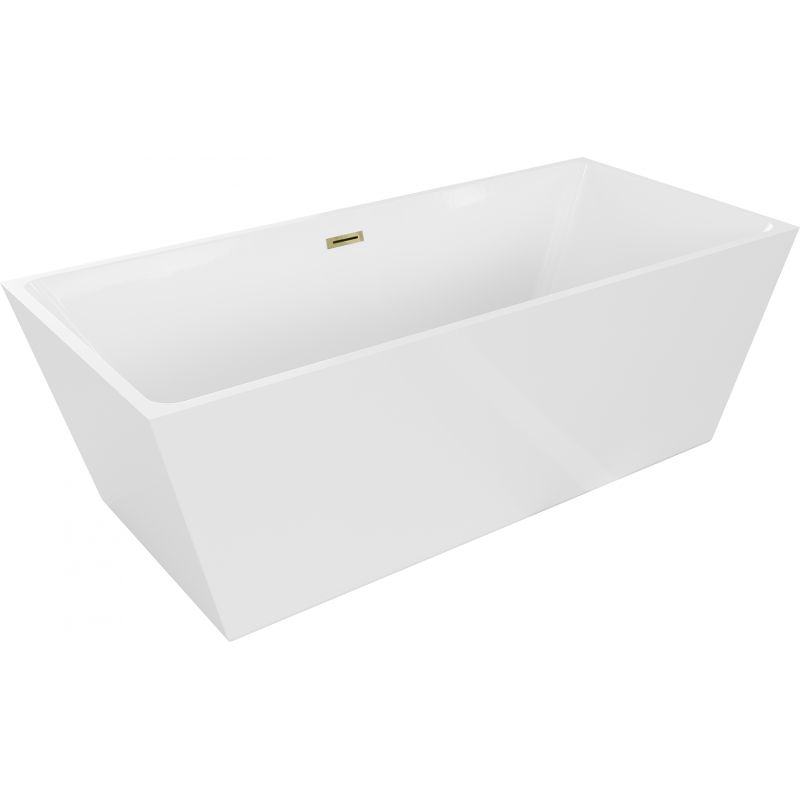 Mexen Lita freistehende Badewanne 170 x 75 cm, weiß, Überlauf golden - 52121707500-50