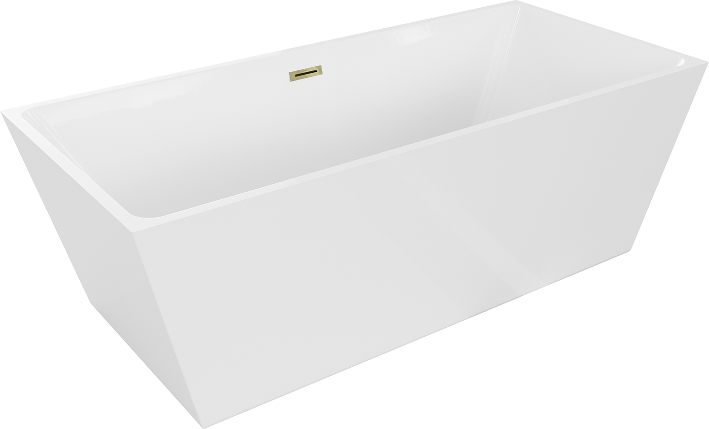 Mexen Lita freistehende Badewanne 170 x 75 cm, weiß, Überlauf golden - 52121707500-50