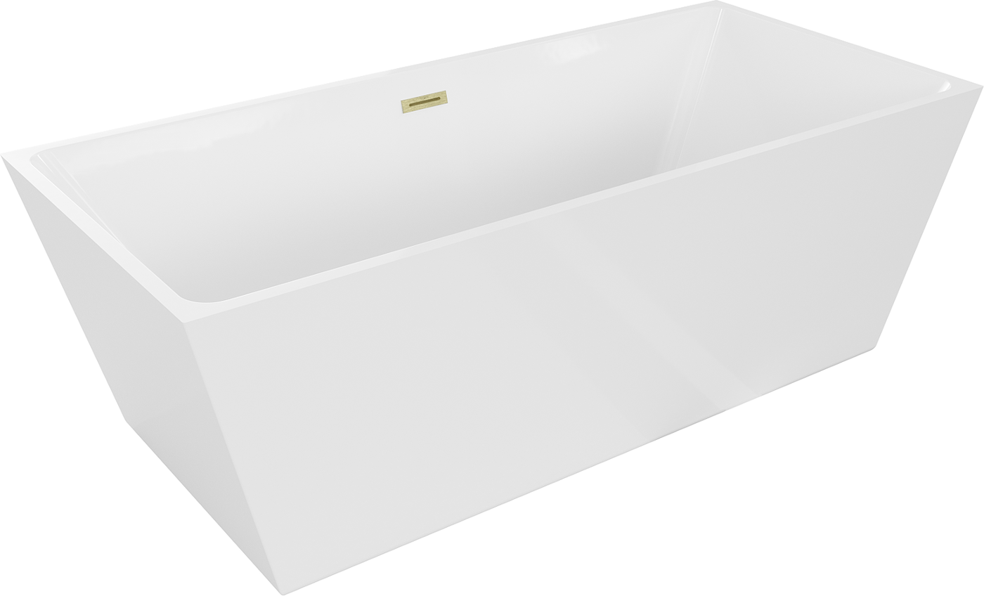 Mexen Lita freistehende Badewanne 170 x 75 cm, weiß, gebürsteter Goldüberlauf - 52121707500-55