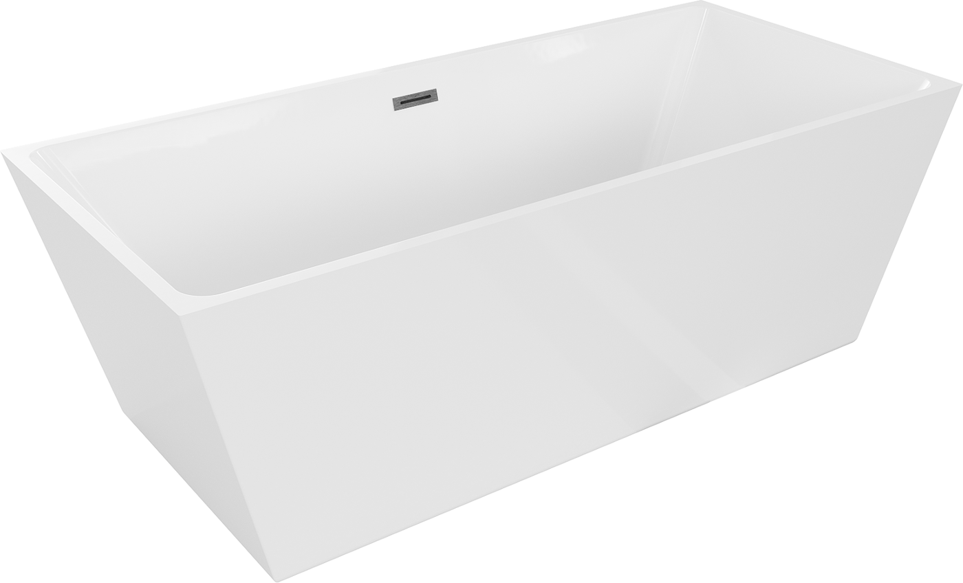 Mexen Lita freistehende Badewanne 170 x 75 cm, weiß, gebürsteter gun gray Überlauf - 52121707500-66