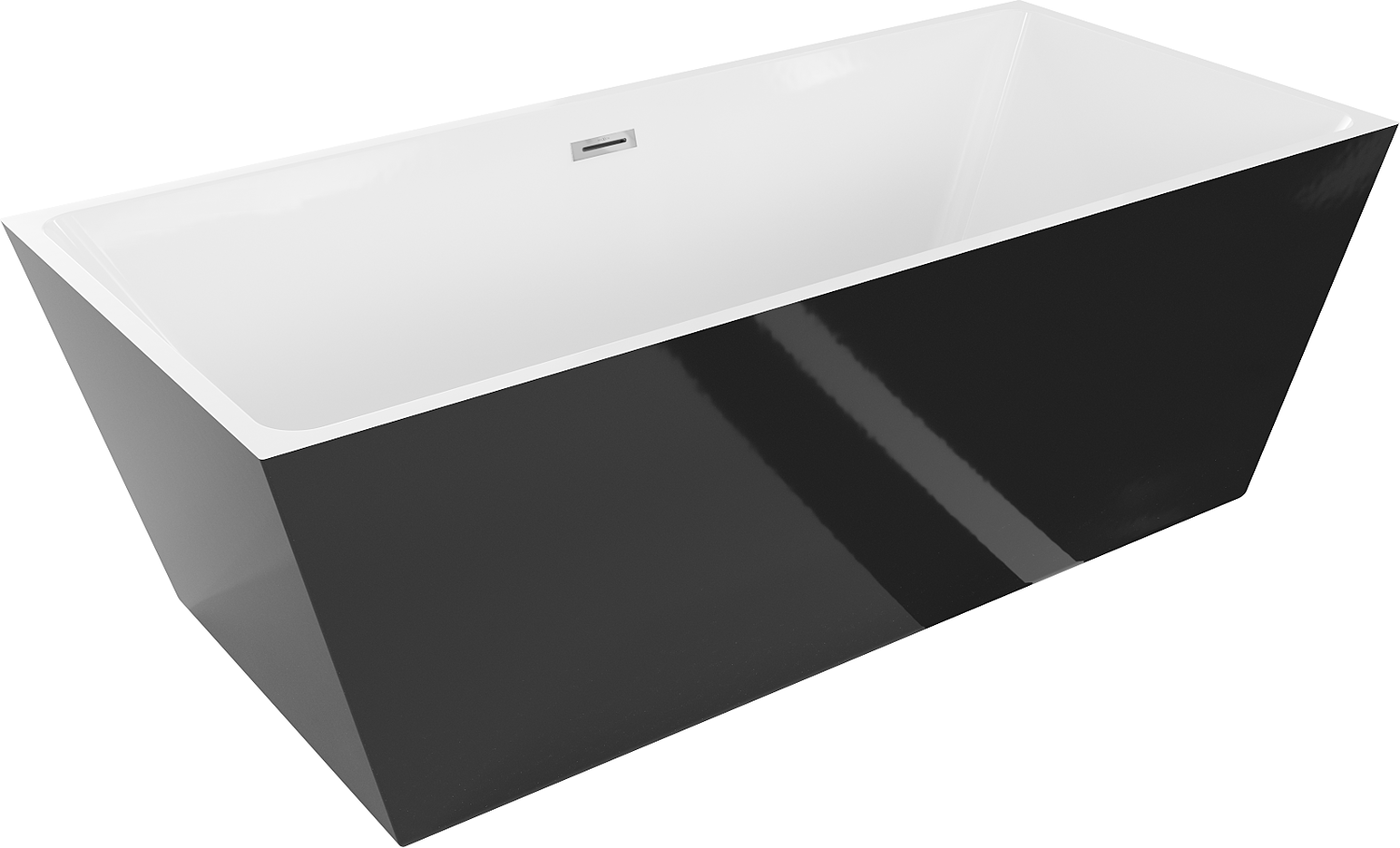 Mexen Lita freistehende Badewanne 170 x 75 cm, weiß/schwarz, Überlauf chrom - 52121707575-01