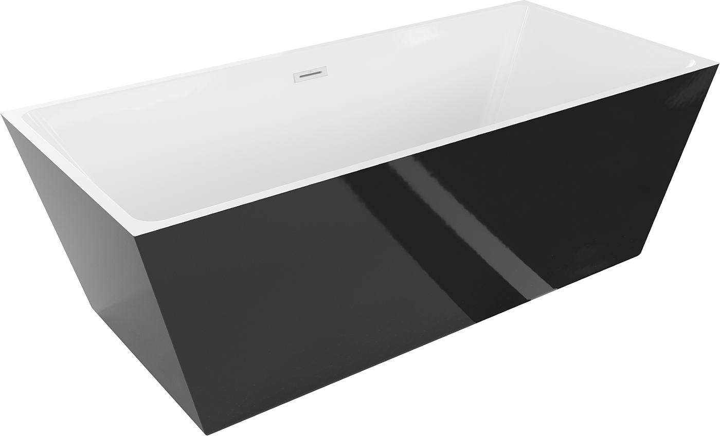 Mexen Lita freistehende Badewanne 170 x 75 cm, weiß/schwarz, weiße Überlauf - 52121707575-20