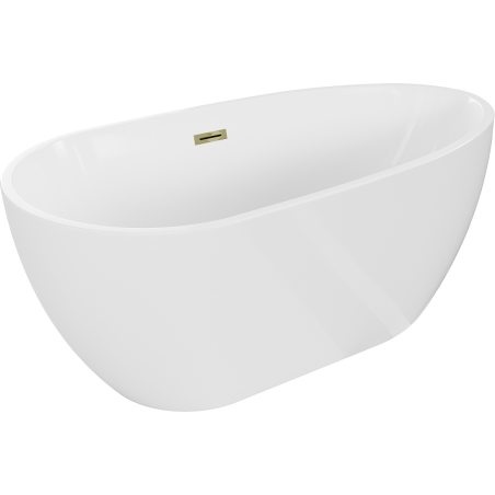 Mexen Eos freistehende Badewanne 170 x 75 cm, weiß, Überlauf gold - 52471707500-50