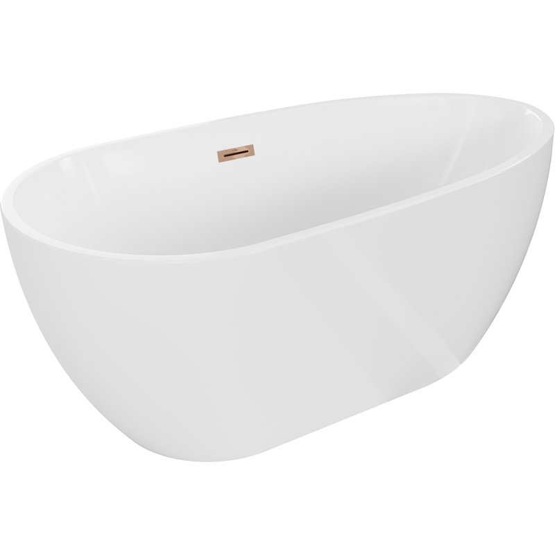 Mexen Eos freistehende Badewanne 150 x 75 cm, weiß, Überlauf in Roségold - 52471507500-60