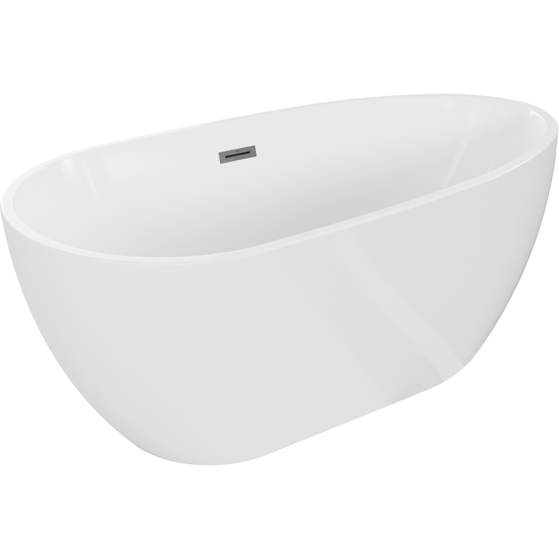 Mexen Eos freistehende Badewanne 170 x 75 cm, weiß, Überlauf gun gray gebürstet - 52471707500-66