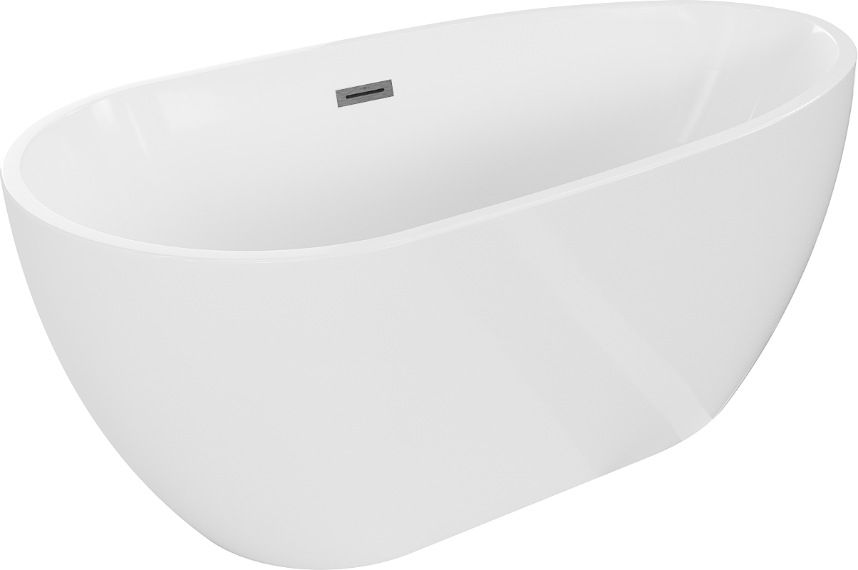 Mexen Eos freistehende Badewanne 170 x 75 cm, weiß, Überlauf gun gray gebürstet - 52471707500-66