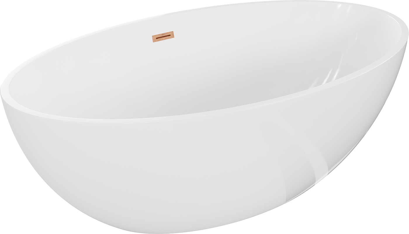 Mexen Nike freistehende Badewanne 175 x 100 cm, Weiß, gebürstete Kupferablauf - 54071751000-65