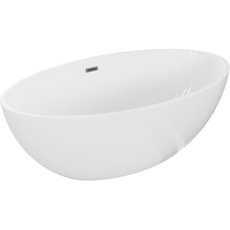 Mexen Nike freistehende Badewanne 175 x 100 cm, weiß, Überlauf gun gray gebürstet - 54071751000-66