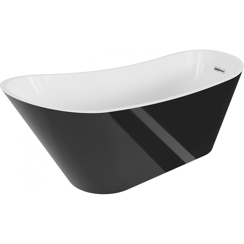 Mexen Alta freistehende Badewanne 170 x 75 cm, weiß/schwarz, Chromüberlauf - 52141707575-01