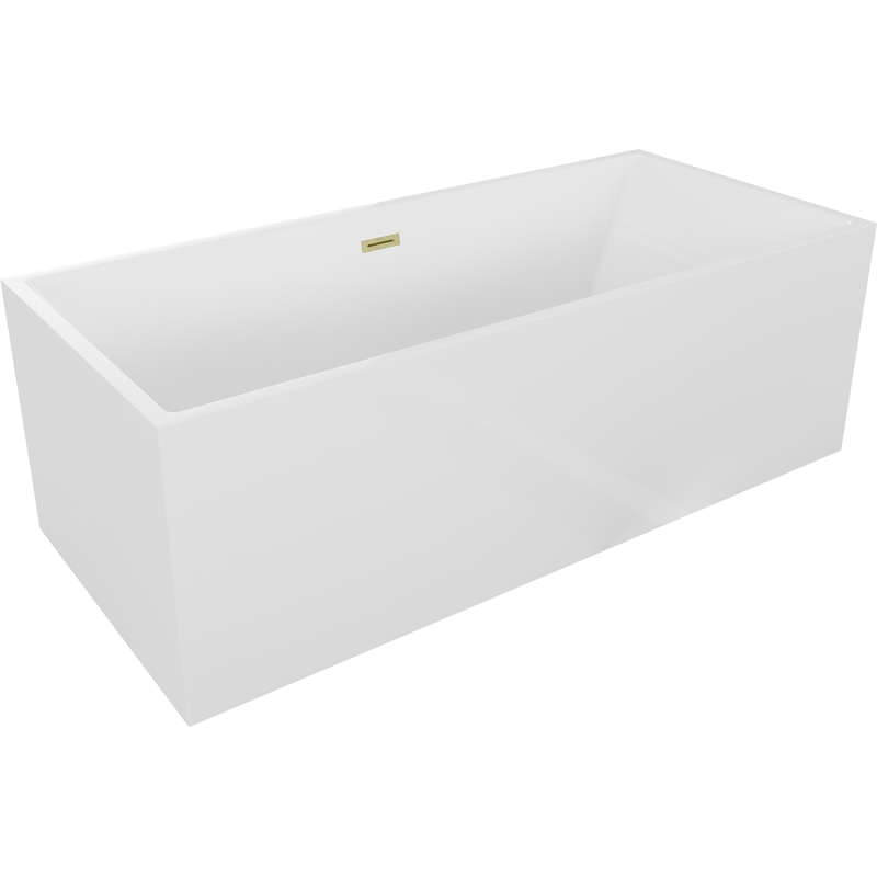 Mexen Vigo freistehende Badewanne 178,5 x 80 cm, weiß, Ablauf in gebürstetem Gold - 51251788000-55