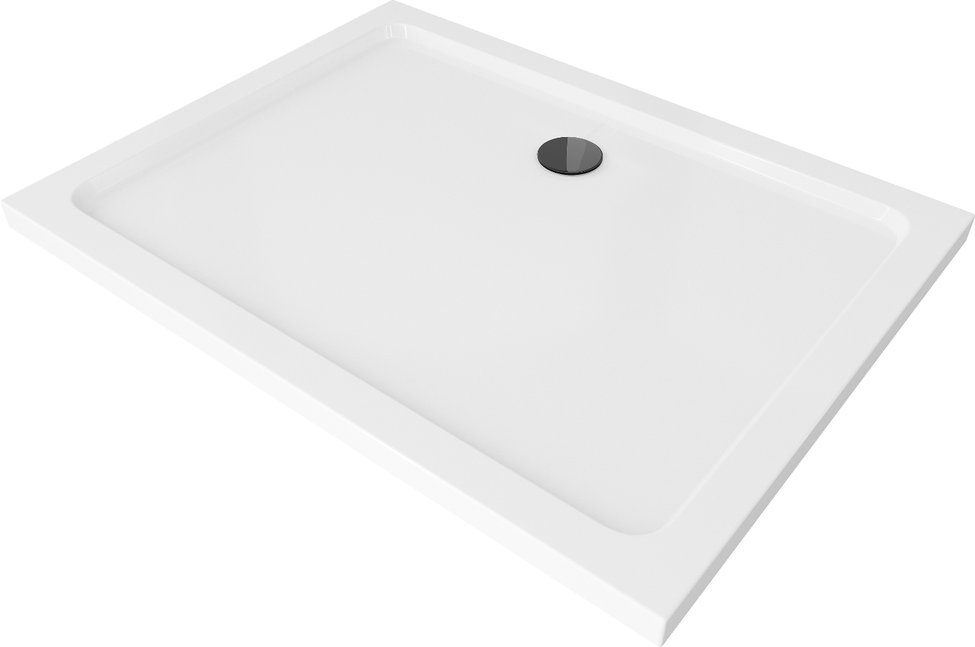Mexen Flat rechteckige Duschwanne slim 110 x 80 cm, Weiß, Siphon Schwarz - 40108011B