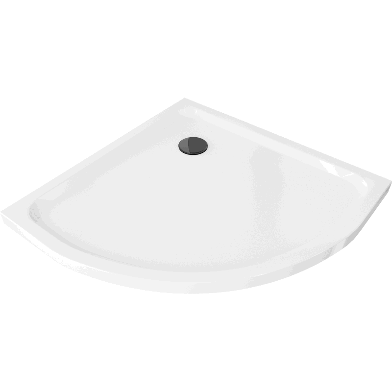 Mexen Flacher halbkreisförmiger Duschboden slim 90 x 90 cm, weiß, schwarzer Siphon - 41109090B