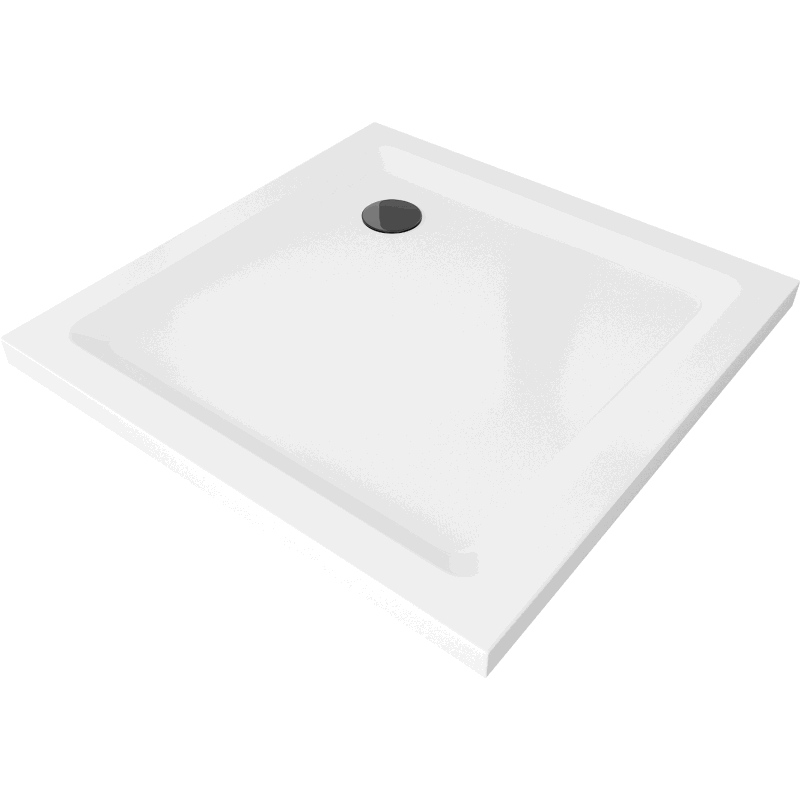 Mexen Flat Quadratische Duschwanne slim 90 x 90 cm, Weiß, Siphon Schwarz - 40109090B