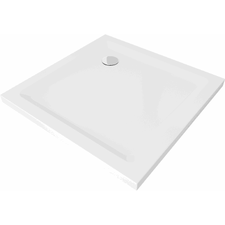 Mexen Flat Quadratische Duschwanne slim 90 x 90 cm, Weiß, Siphon Chrom - 40109090