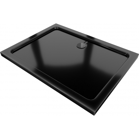 Mexen Flat rechteckige Duschwanne slim 100 x 80 cm, Schwarz, Siphon Schwarz - 40708010B