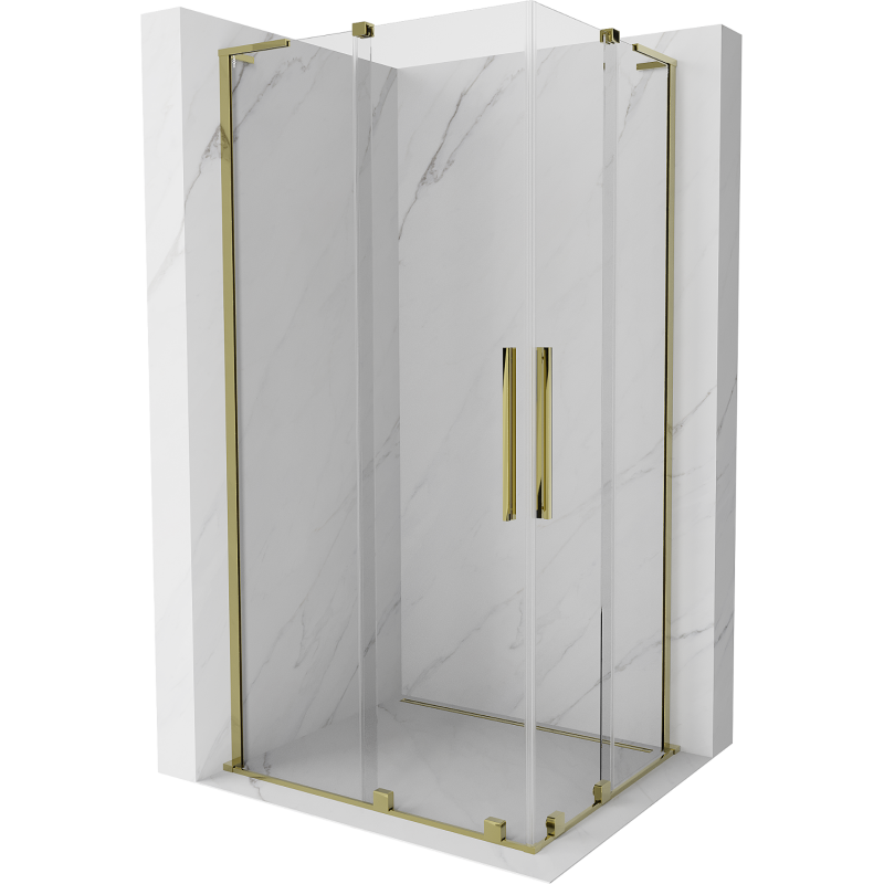 Mexen Velar L Duo Duschkabine Schiebetür 90 x 80 cm, transparent, gold - 871-090-080-02-03-50