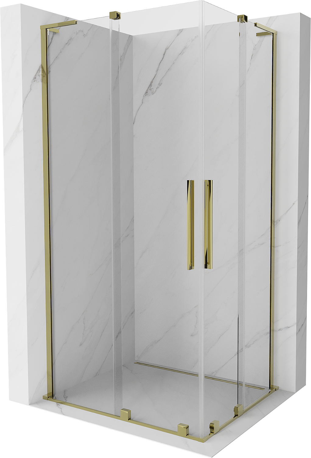 Mexen Velar L Duo Duschkabine Schiebetür 90 x 80 cm, transparent, gold - 871-090-080-02-03-50