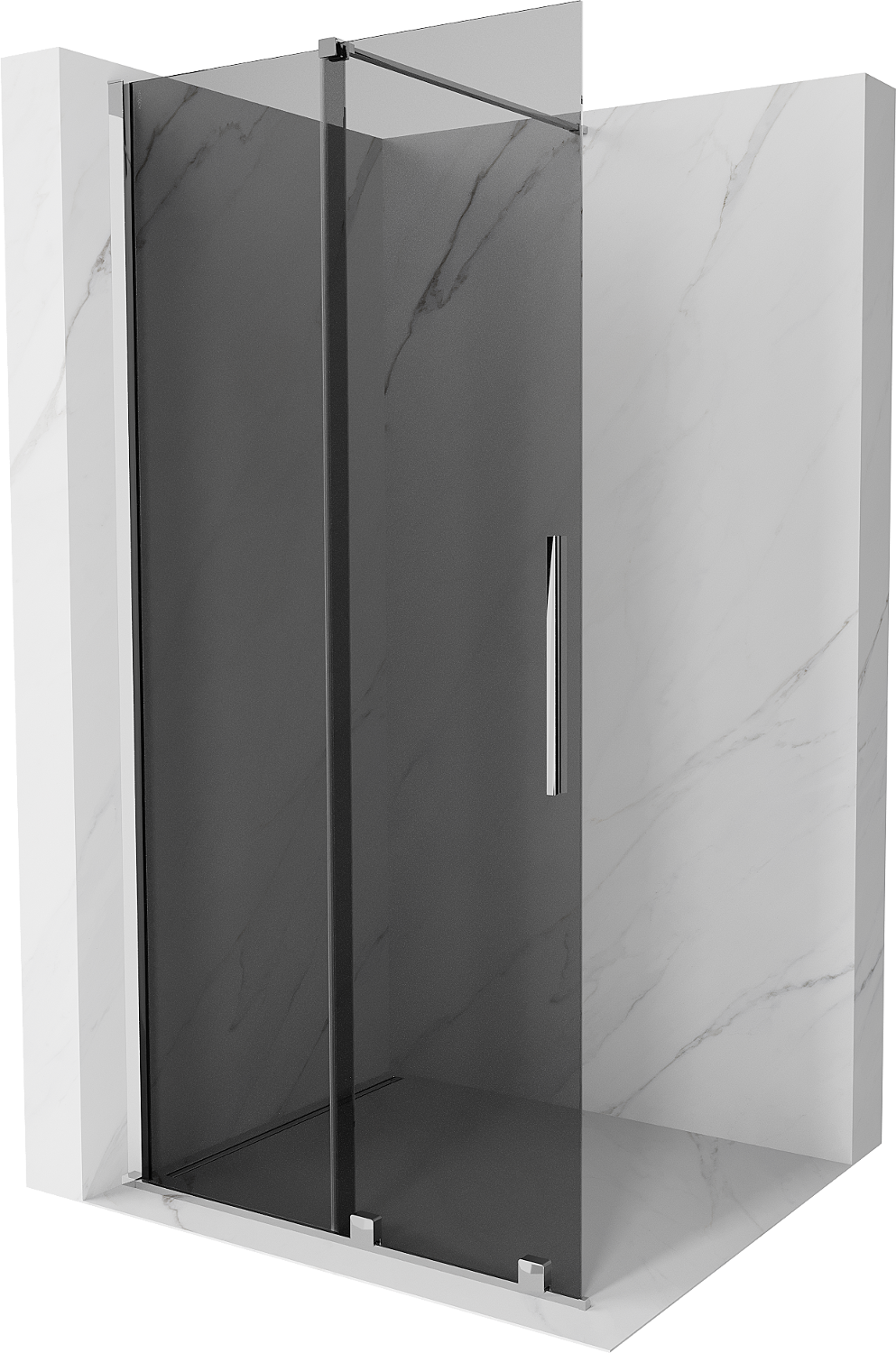 Mexen Velar Duschwand Walk-in 100 x 200 cm, grafit 8 mm, Chrom - 871-100-000-43-01